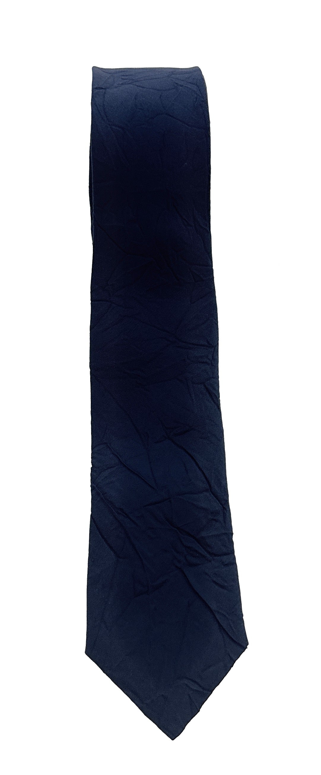 Emporio Armani Navy Blue Solid wrinkle Silk Tie – 2in