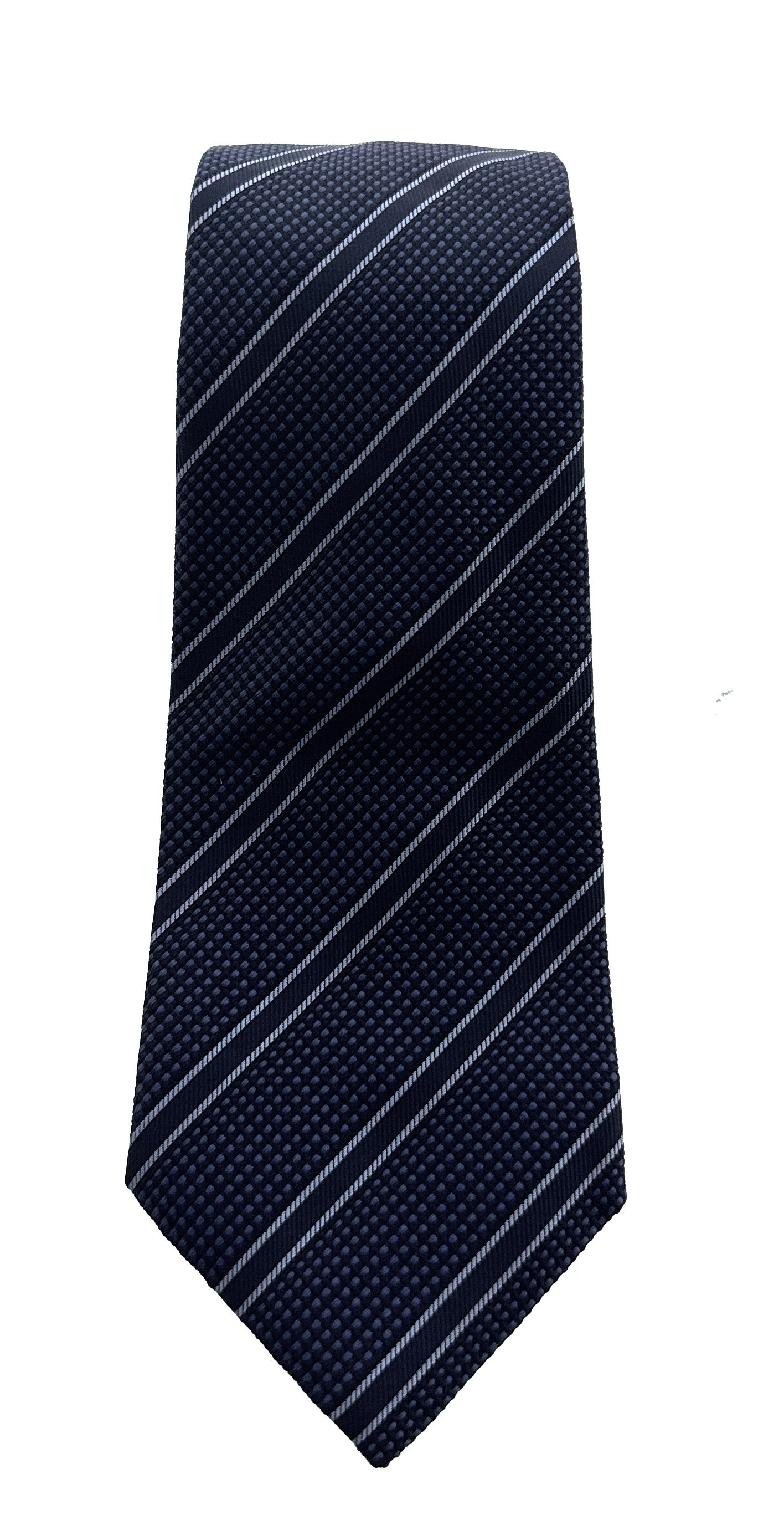 Emporio Armani Navy Blue Texture Stripe Men's Tie – Made in Italy
