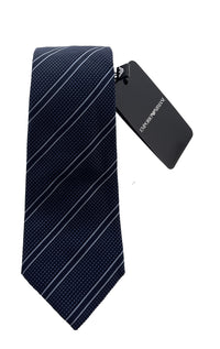 Emporio Armani Navy Blue Texture Stripe Men's Tie – Made in Italy