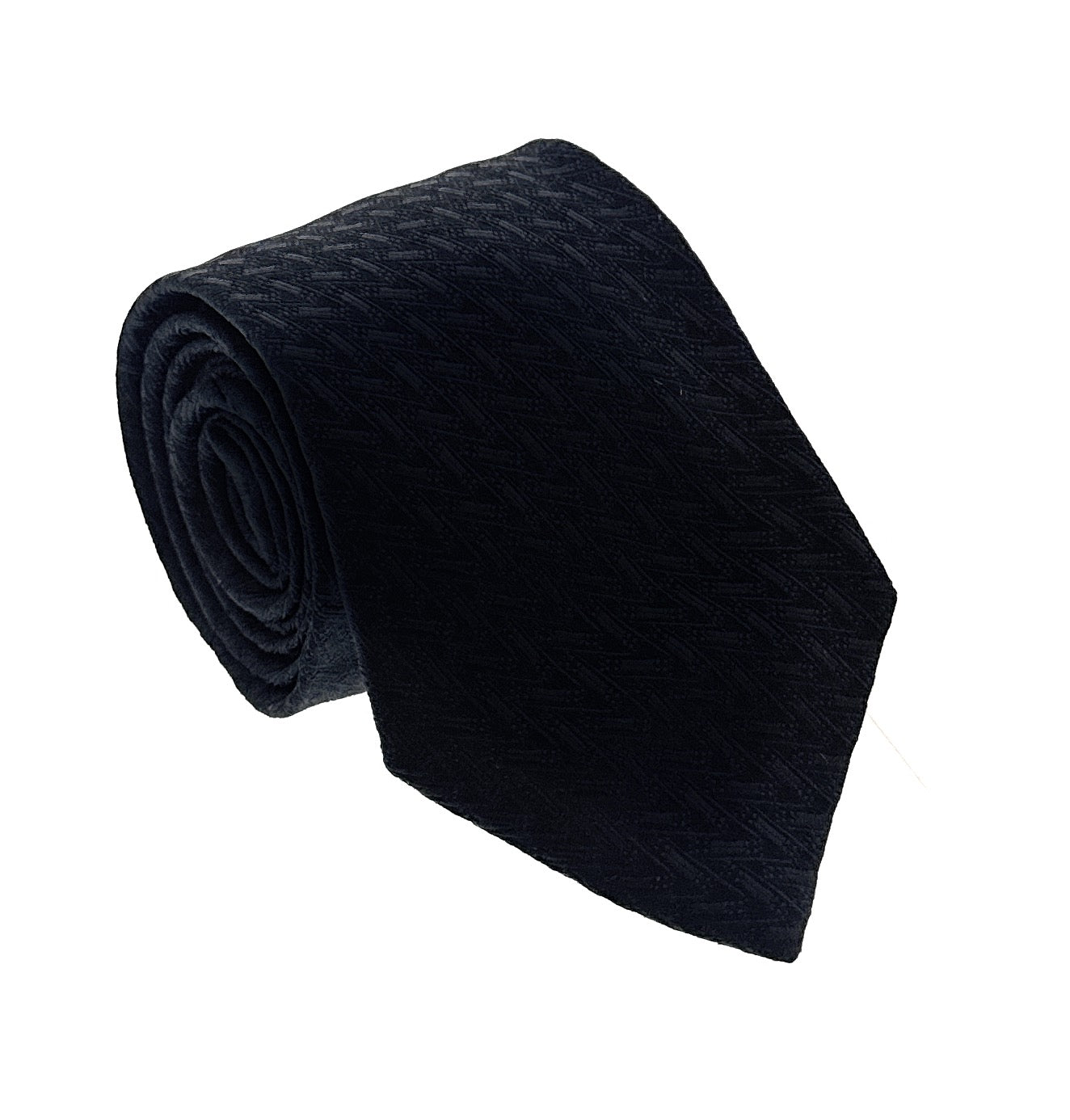 Emporio Armani Black Geometric V pattern Men's Tie – Made in Italy
