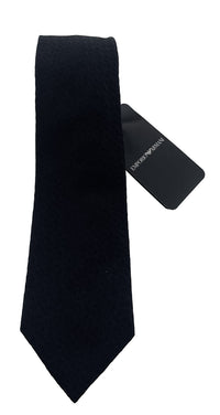 Emporio Armani Black Geometric V pattern Men's Tie – Made in Italy