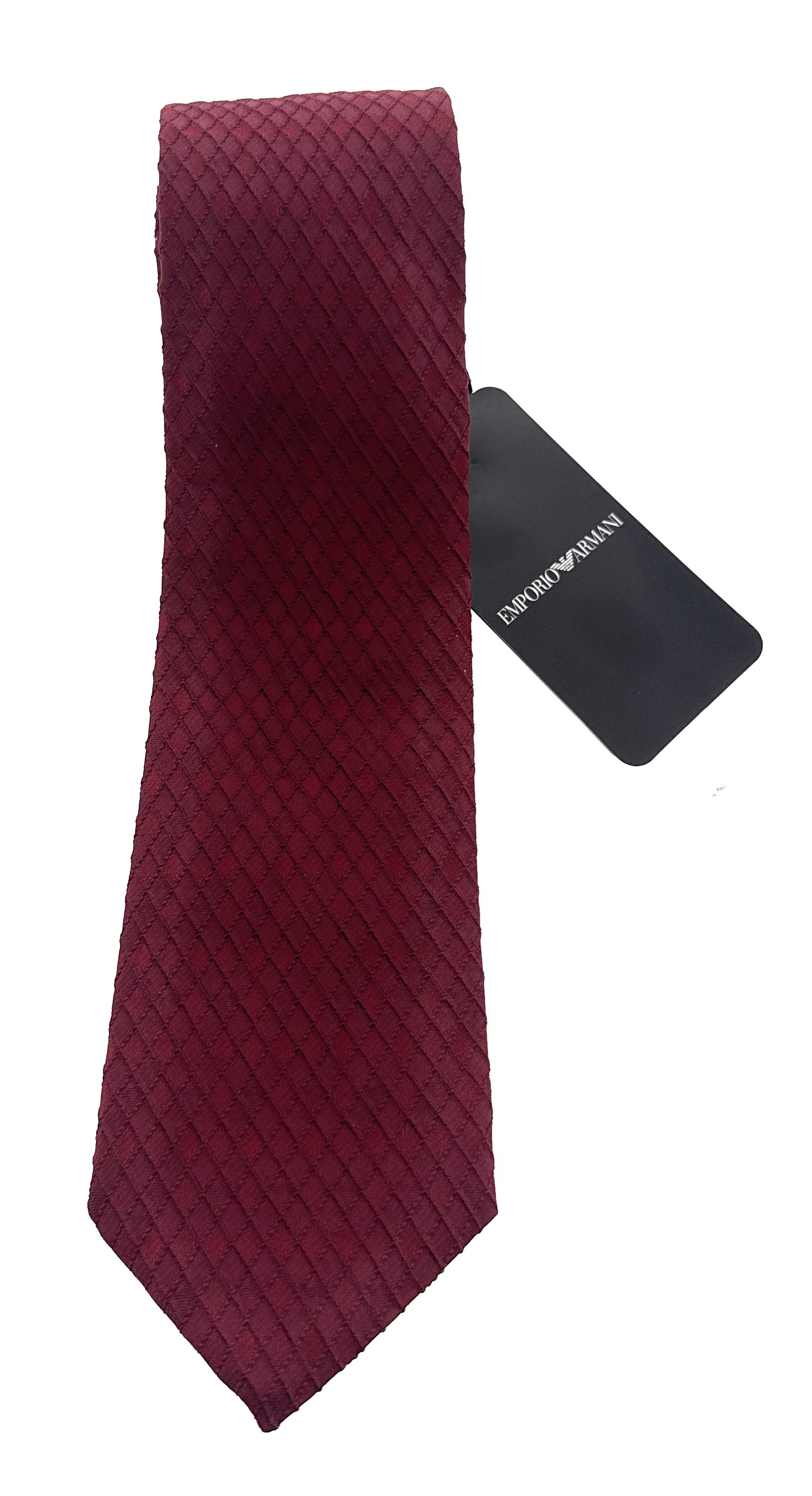 Emporio Armani Red Diamond weave 82%Silk 18%Acrylic Tie – 3in