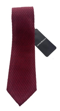 Emporio Armani Red Diamond weave 82%Silk 18%Acrylic Tie – 3in