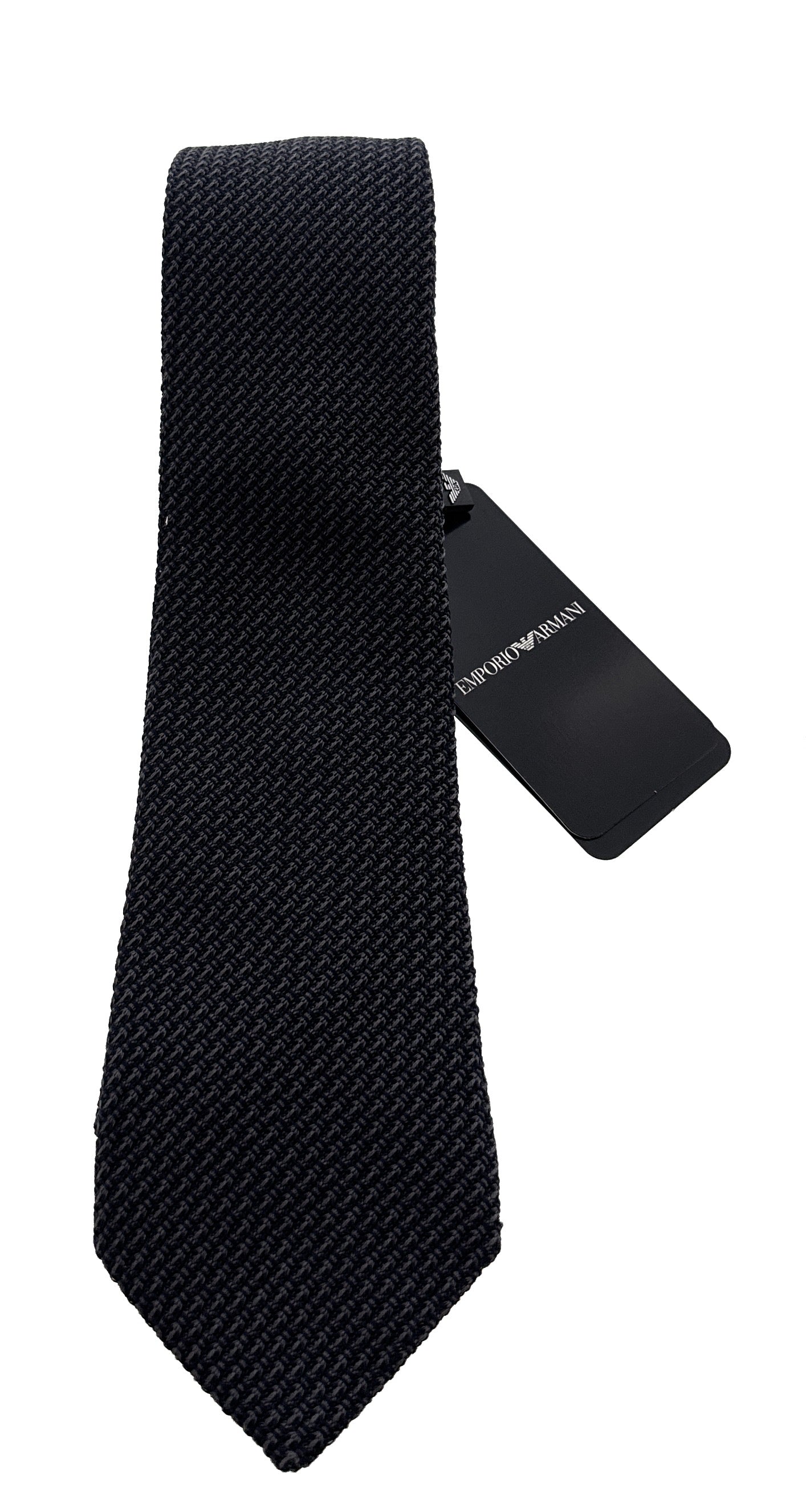 Emporio Armani Men's Anthracite Grey Knitted 61%%Otton 39%%Ilk Tie, 3"