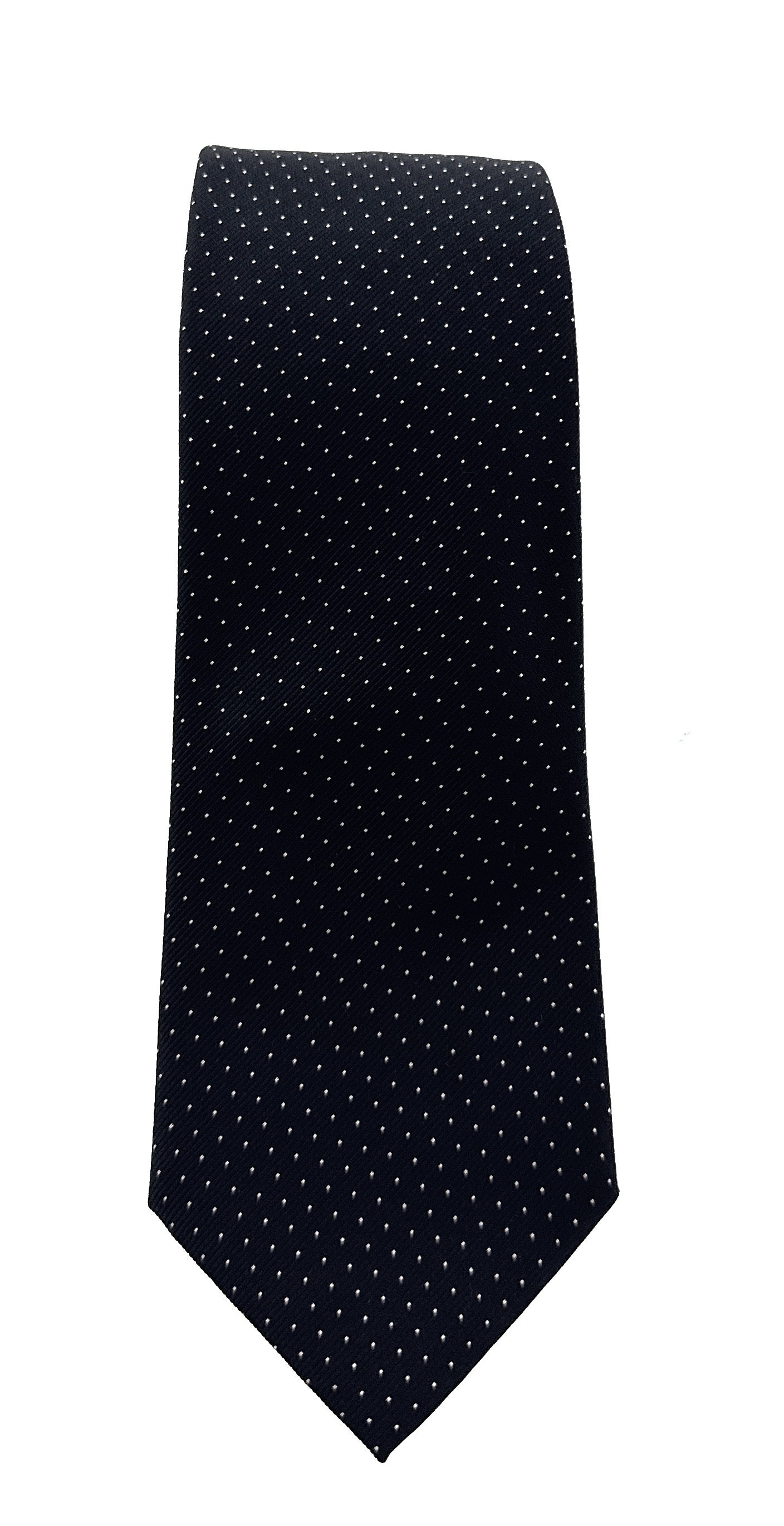 Emporio Armani Mens Black Dotted Tie – Made in Italy