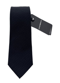 Emporio Armani Mens Black Dotted Tie – Made in Italy
