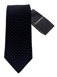 Emporio Armani Mens Black Dotted Tie – Made in Italy