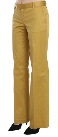 Just Cavalli Mustard Yellow Straight Formal Trousers Women's Pants