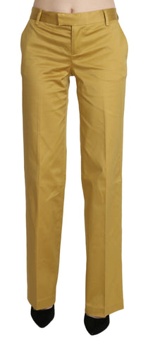 Just Cavalli Mustard Yellow Straight Formal Trousers Women's Pants