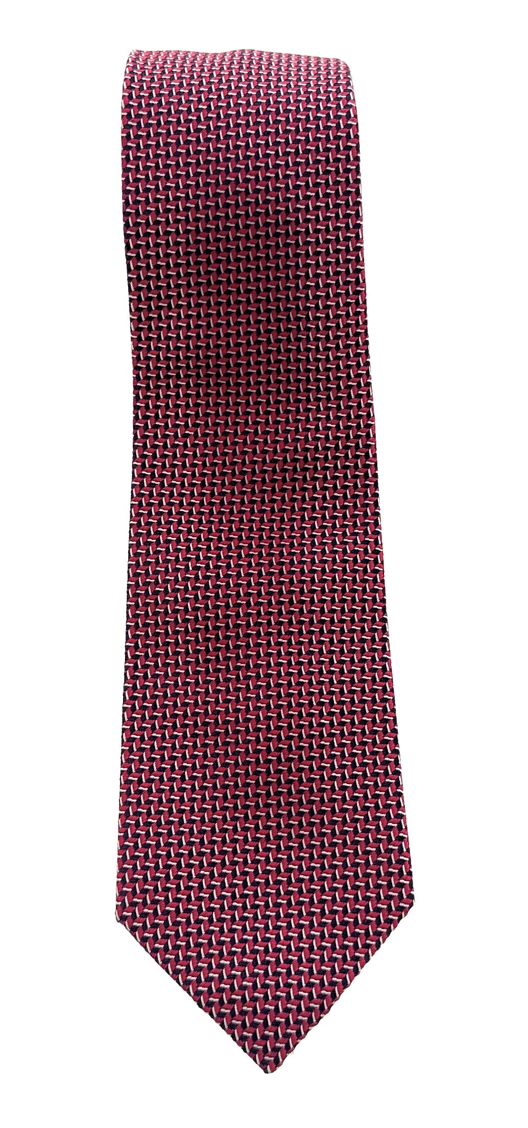 Emporio Armani Men’s Red Geometric Silk Necktie, 3"