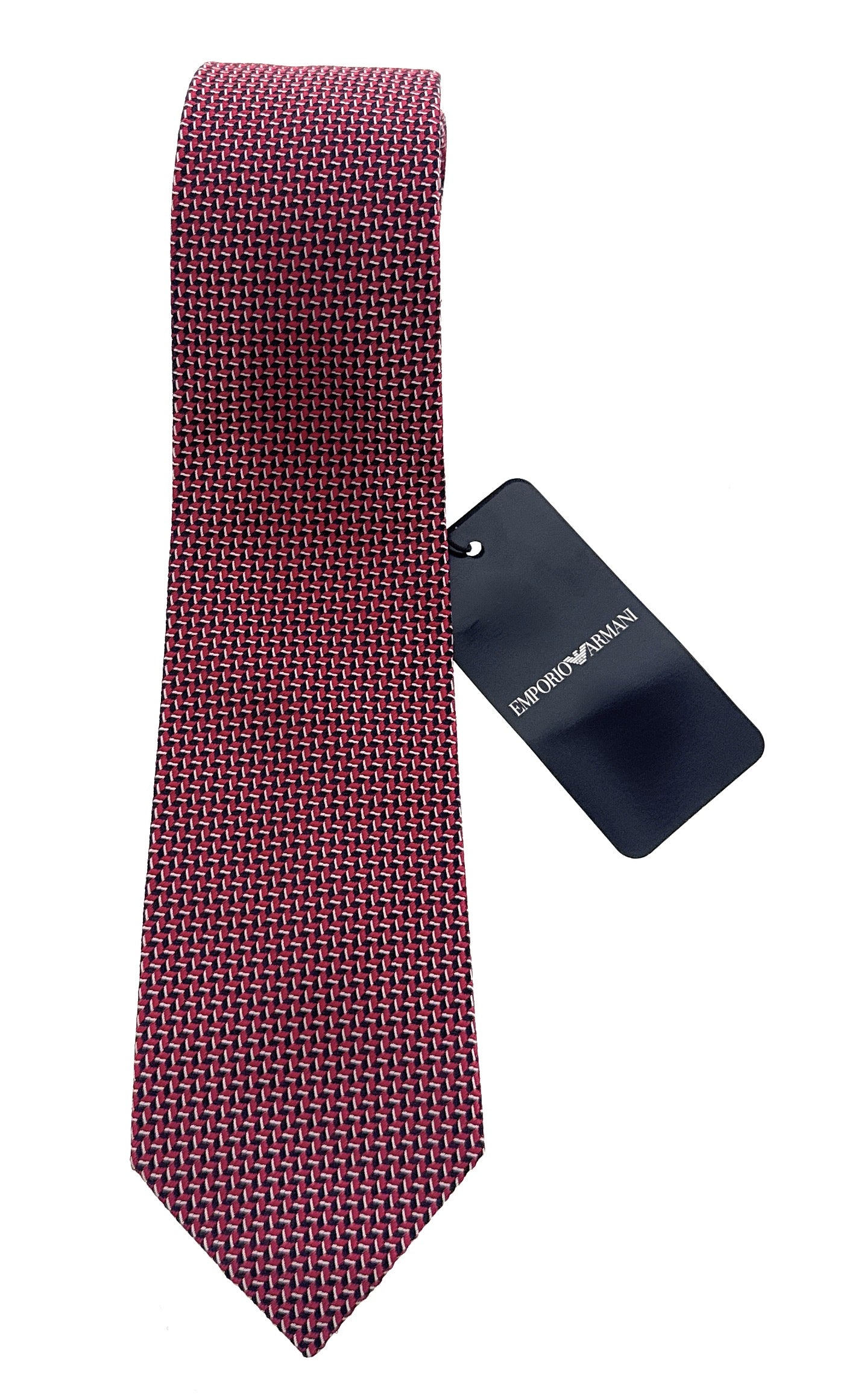 Emporio Armani Men’s Red Geometric Silk Necktie, 3"