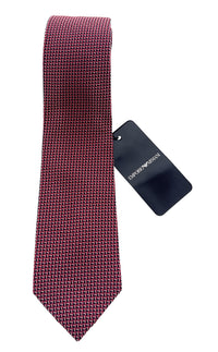 Emporio Armani Men’s Red Geometric Silk Necktie, 3"