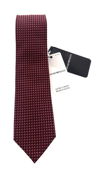 Emporio Armani Mens Bordeaux Geometric Tie – Made in Italy