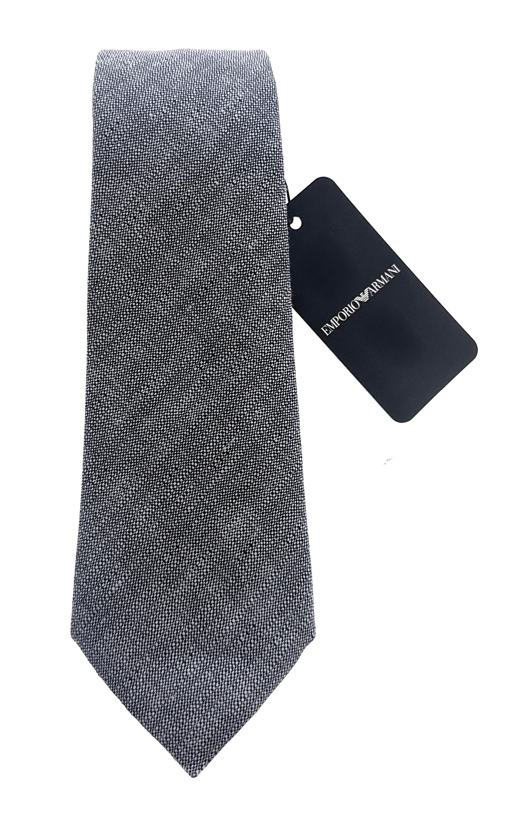 Emporio Armani Blue Grey Linen weave Men's Tie – Made in Italy