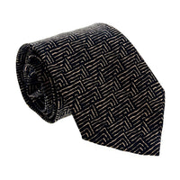 Emporio Armani Mens Black and Nut Brown Maze Tie – Made in Italy