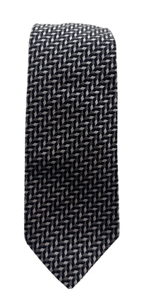 Emporio Armani Mens Shadow Grey Herringbone Tie – Made in Italy
