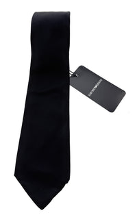 Emporio Armani Black Solid Men's Tie, 3"