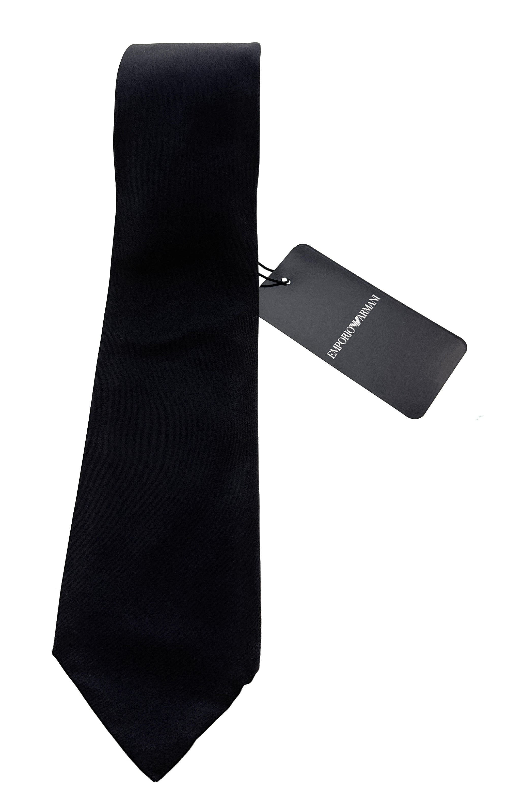 Emporio Armani Black Solid Men's Tie, 3"