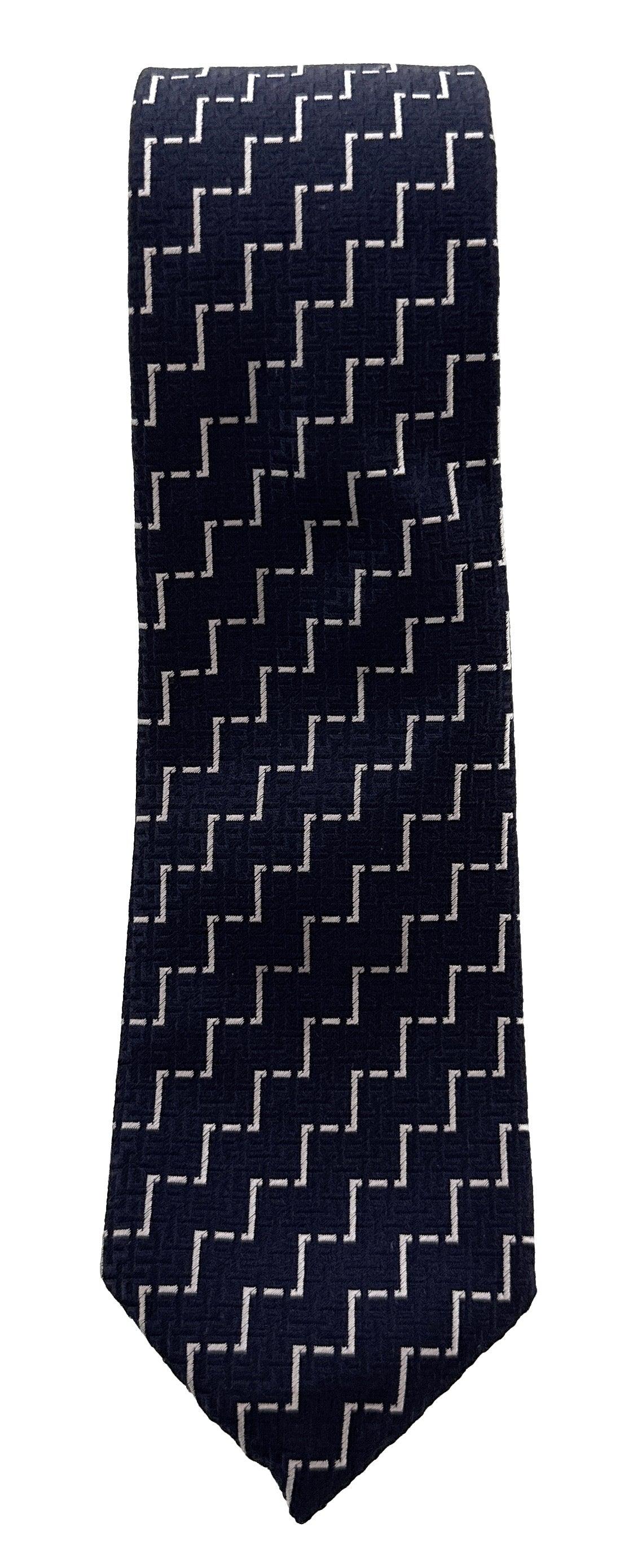 Emporio Armani Men’s Night Blue Geometric Silk Necktie, 3"