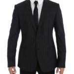 Dolce & Gabbana Men's Black Pinstripe Blazer 50r Gray
