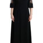 Dolce & Gabbana Lace Trimmed Black Midi Dress
