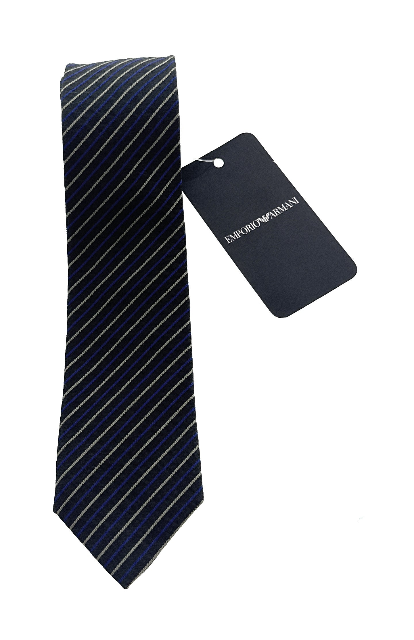 Emporio Armani Olive Green Blue striped Men's Tie, 2"