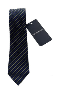 Emporio Armani Olive Green Blue striped Men's Tie, 2"