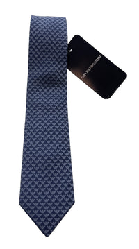 Emporio Armani Men’s Steel Blue Printed Silk Necktie, 3"