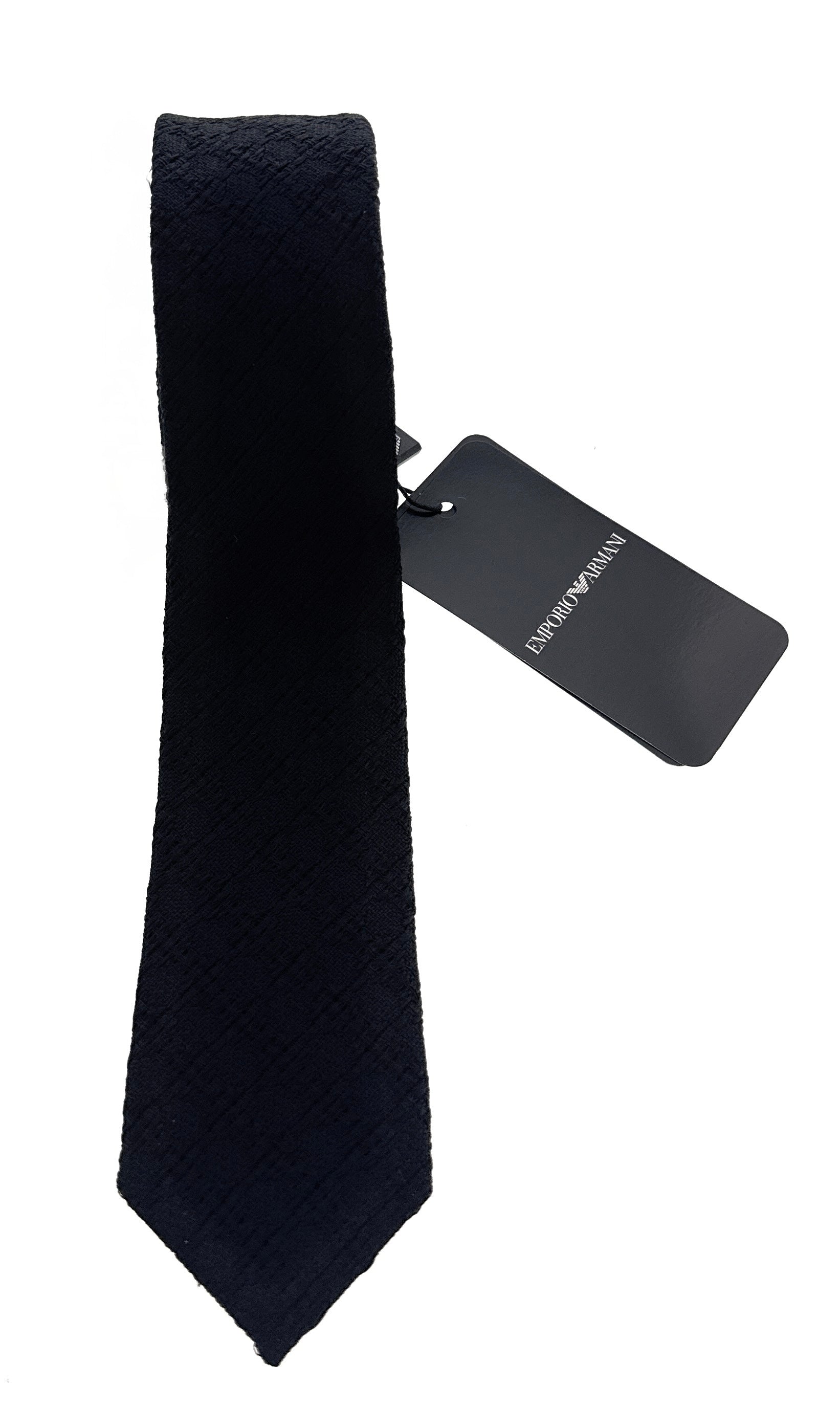 Emporio Armani Black Diamond weave Men's Tie, 2"