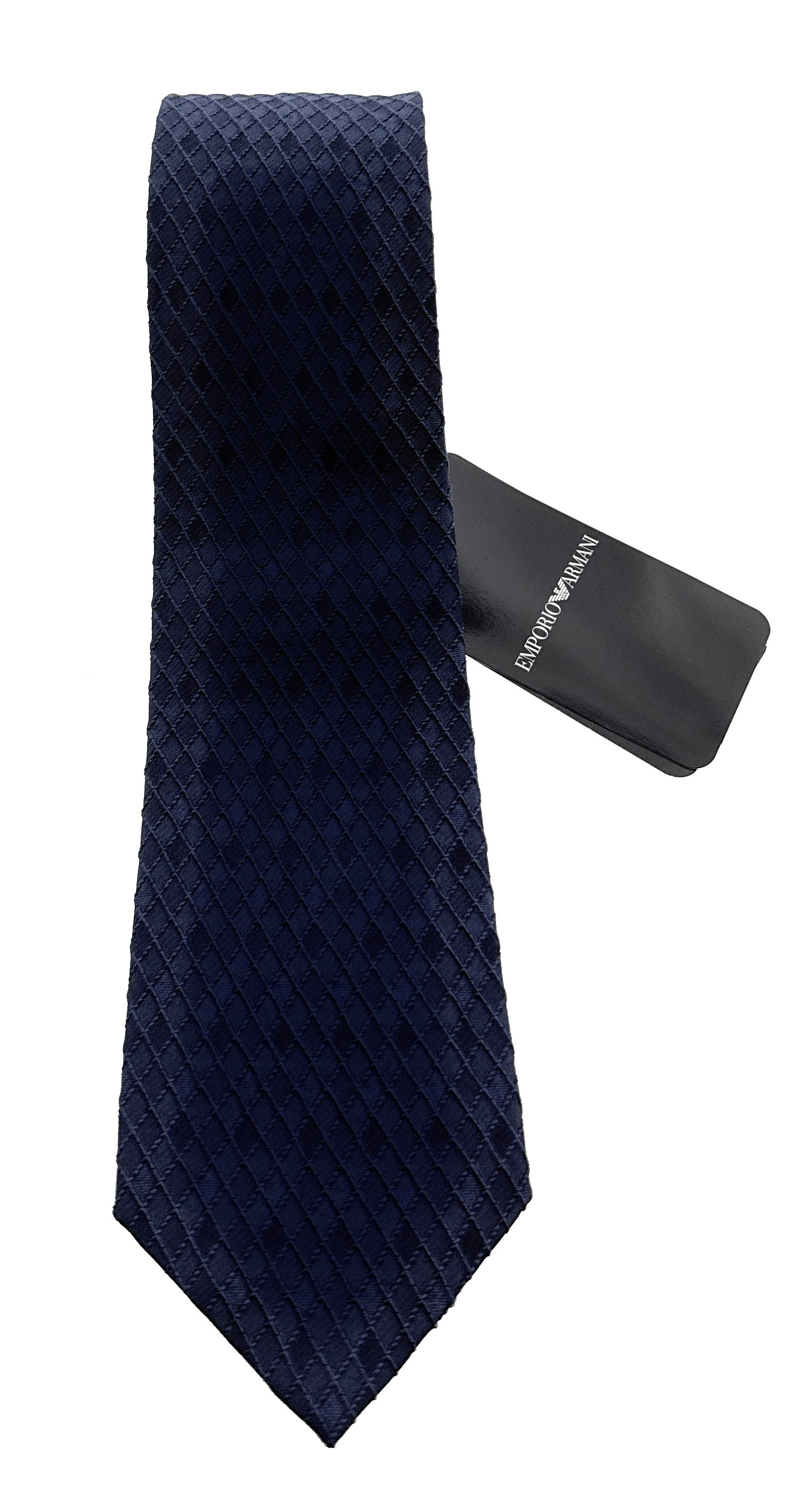 Emporio Armani Men's China Blue Diamond Weave 82%%Ilk 18%%Crylic Tie, 3"