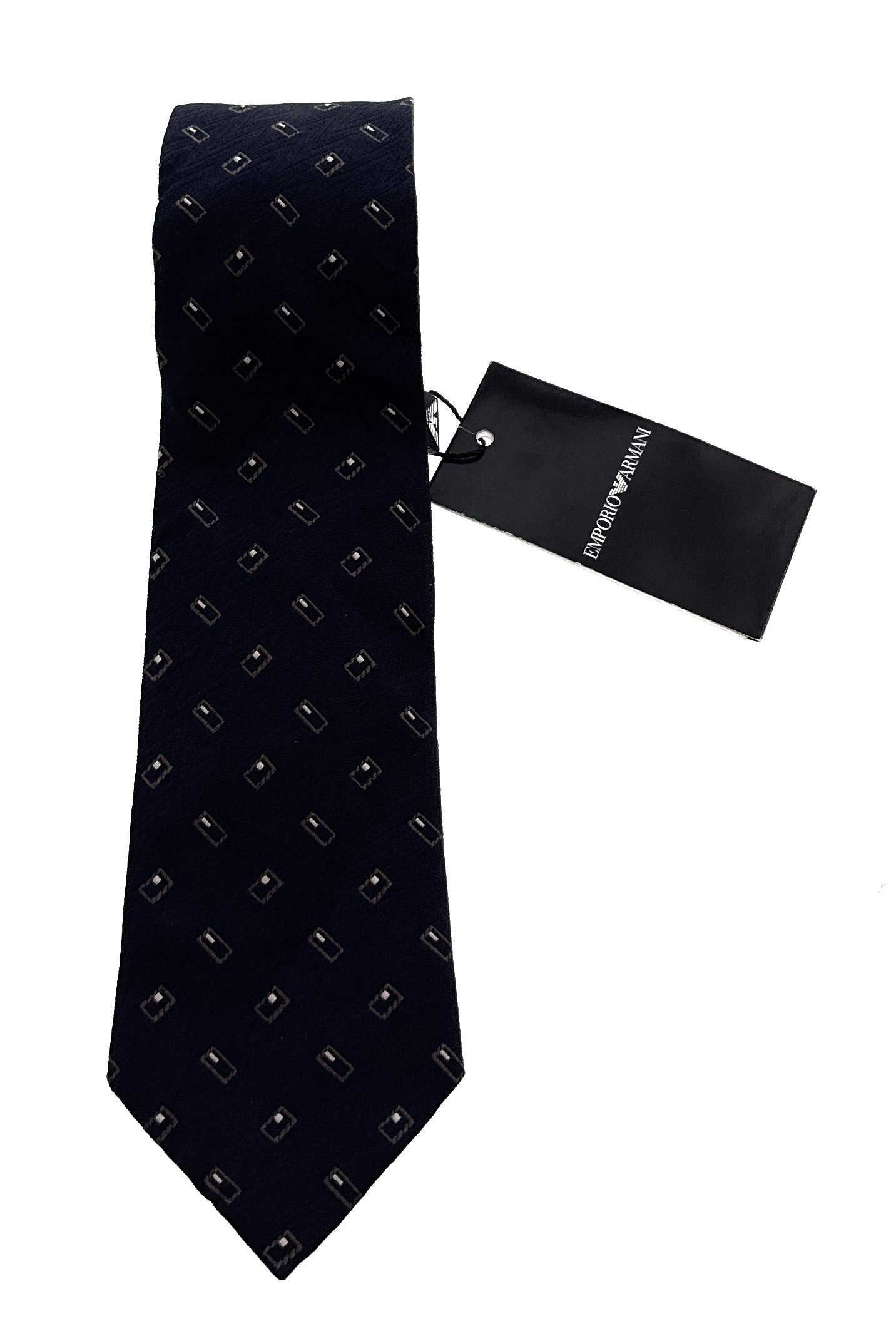 Emporio Armani Indigo Blue Geometric Men's Tie, 3"