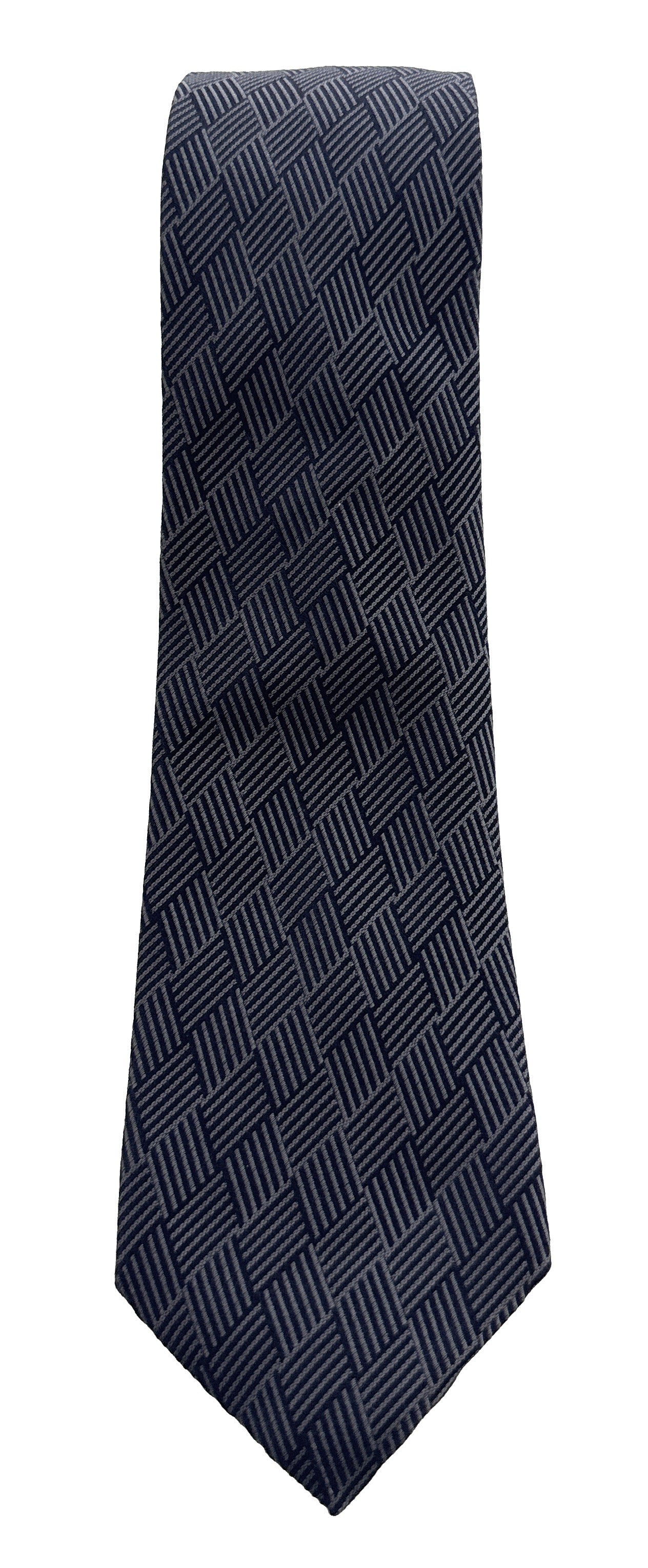 Emporio Armani Men’s Magnet Grey Geometric Silk Necktie, 3"