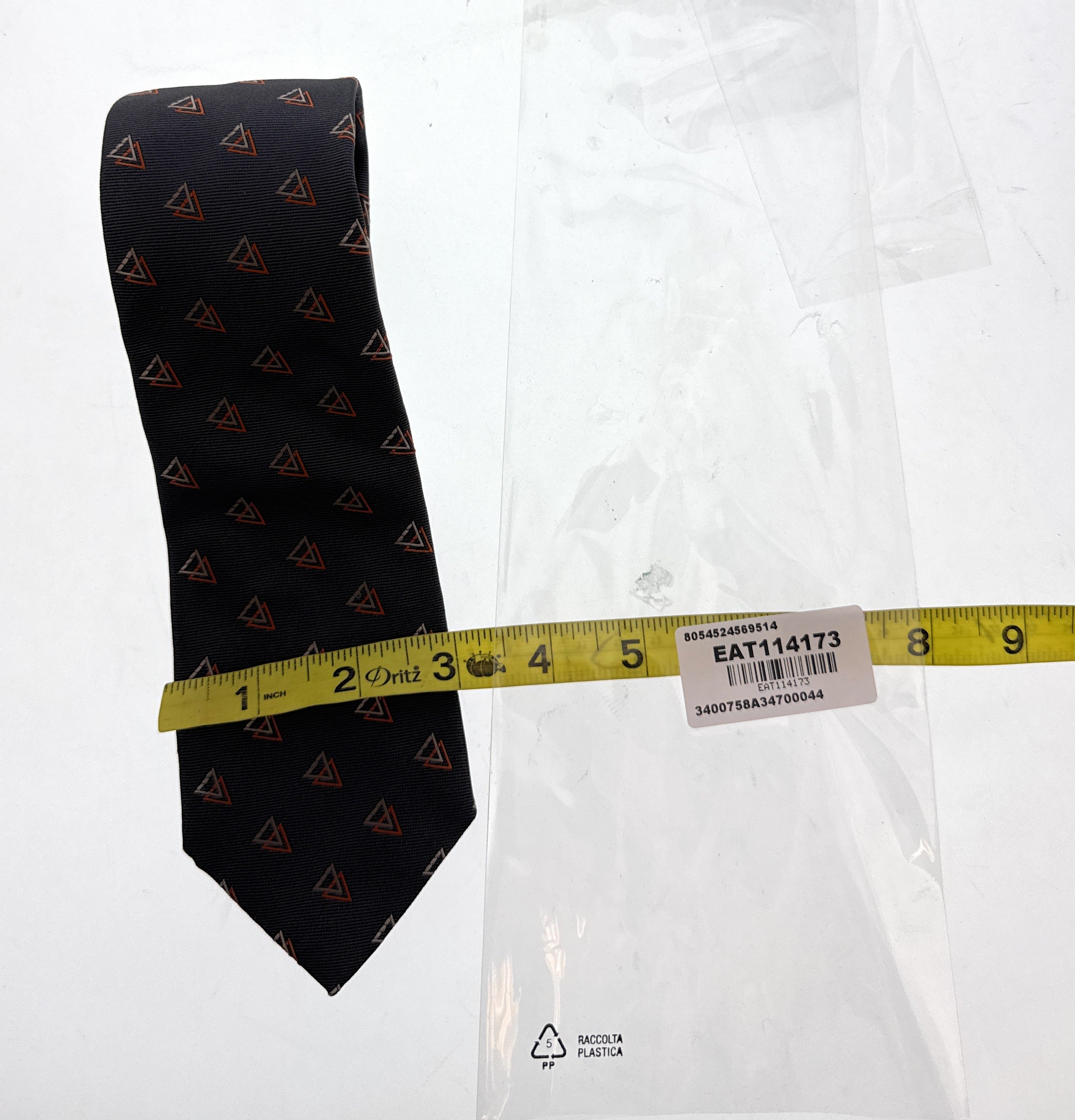 Emporio Armani Grey Orange Geometric Men's Tie, 3"