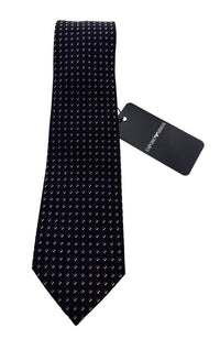 Emporio Armani Men's Navy Blue Geometric Dotted 51%%Ilk 49%%Olyester Tie, 3"