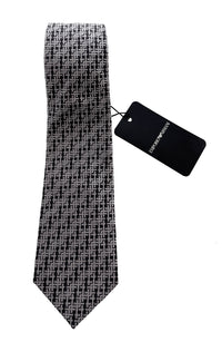 Emporio Armani Cement Grey Geometric Men's Tie, 3"