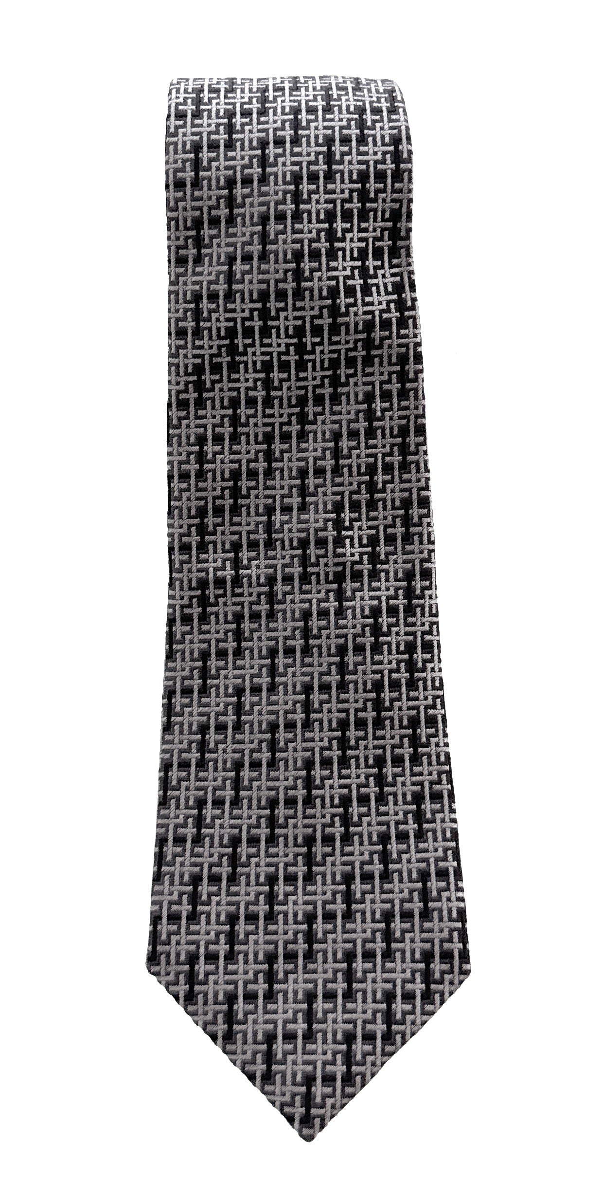 Emporio Armani Cement Grey Geometric Men's Tie, 3"