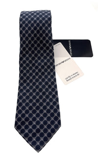 Emporio Armani Men’s Smokey Blue Dotted Silk Necktie, 3"
