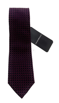 Emporio Armani Men’s Blue and Red Diamond Dot Silk Necktie, 3"