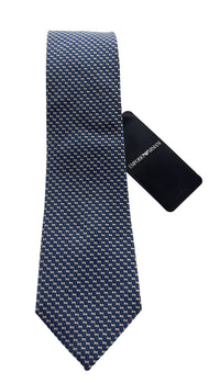 Emporio Armani Smokey Blue Geometric Men's Tie, 3"