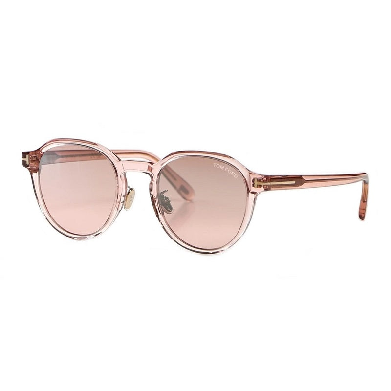 Tom Ford Sunglasses Round Full Rim, Transparent Pink Frame and Pink Mirror Lens FT0974-K74Z