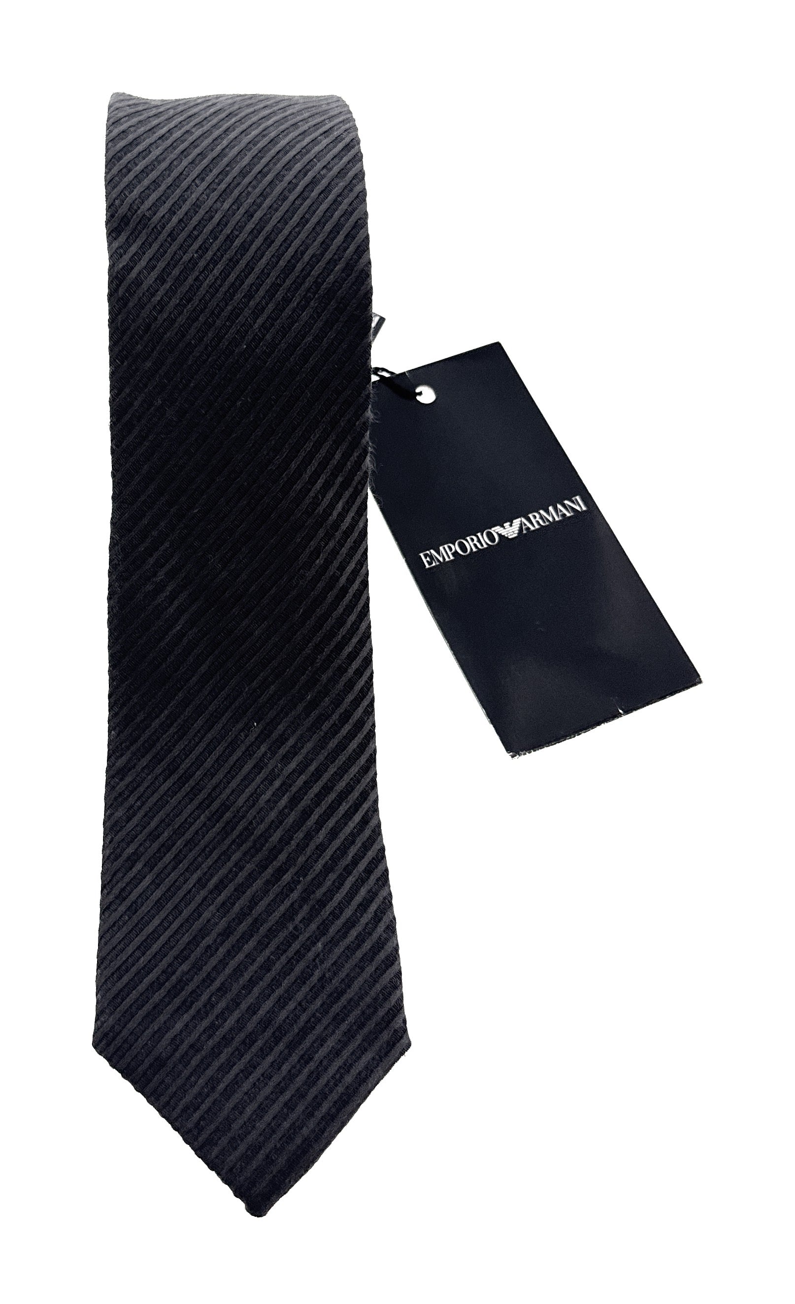 Emporio Armani Charcoal Tonal thin stripe Men's Tie – Made in Italy