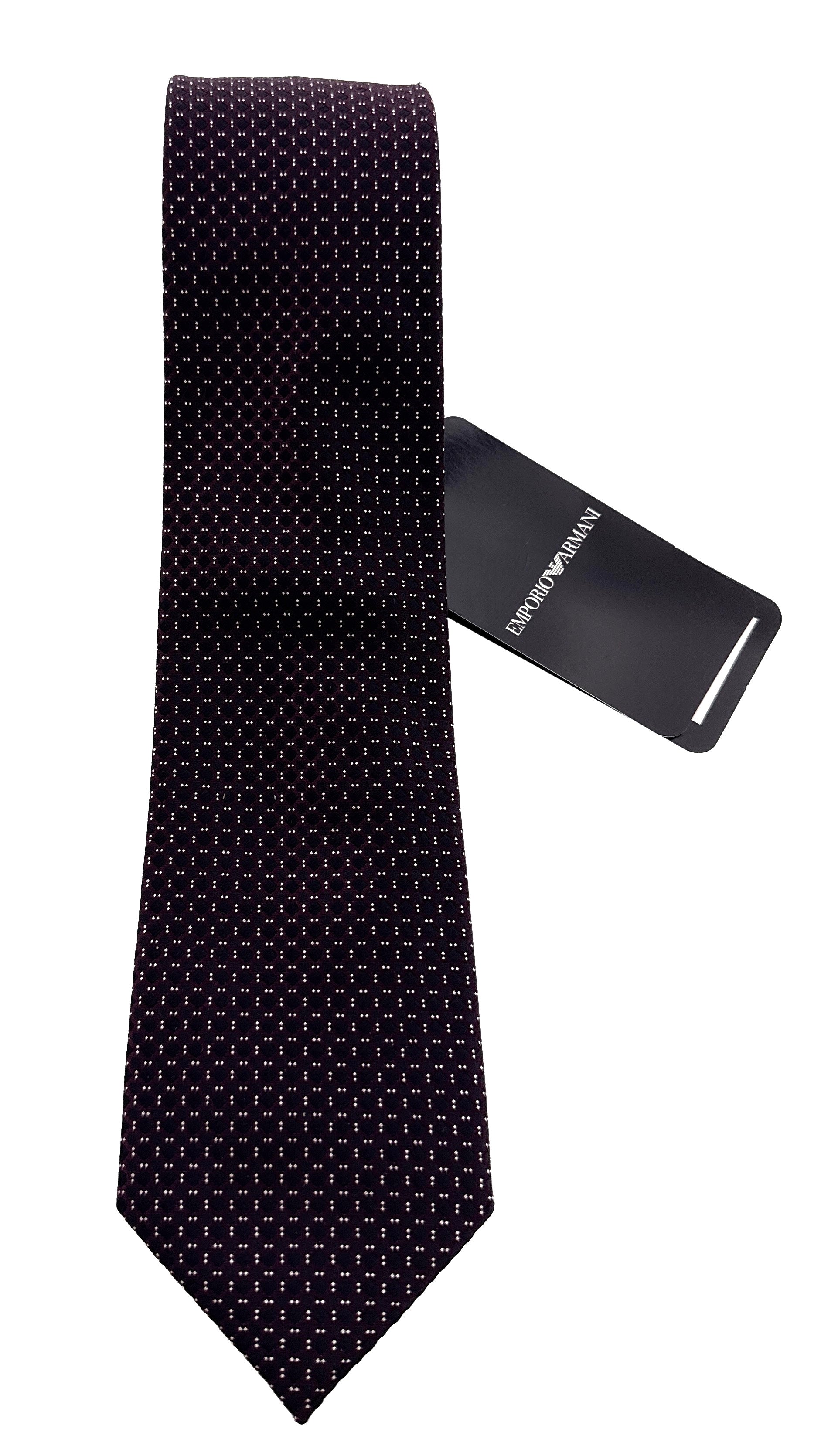 Emporio Armani Burgundy Dotted Men's Tie, 3"