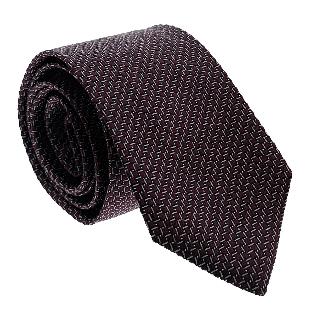 Emporio Armani Garnet Red Small Geometric Silk Tie – 3in