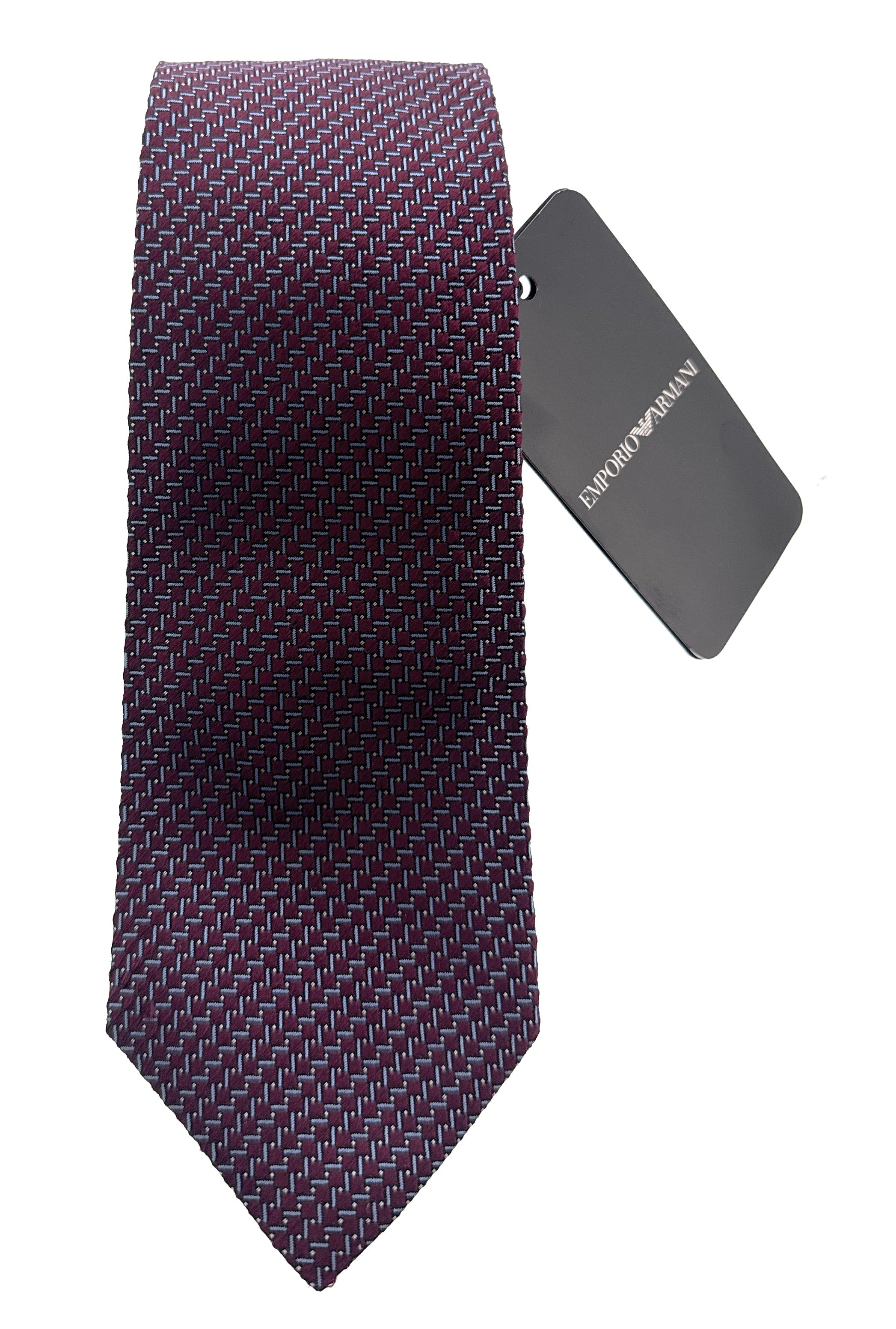 Emporio Armani Garnet Red Small Geometric Silk Tie – 3in