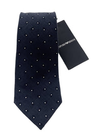 Emporio Armani Mens Blue Dotted Tie – Made in Italy