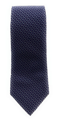 Emporio Armani Mens Peacot Blue Herringbone Tie – Made in Italy