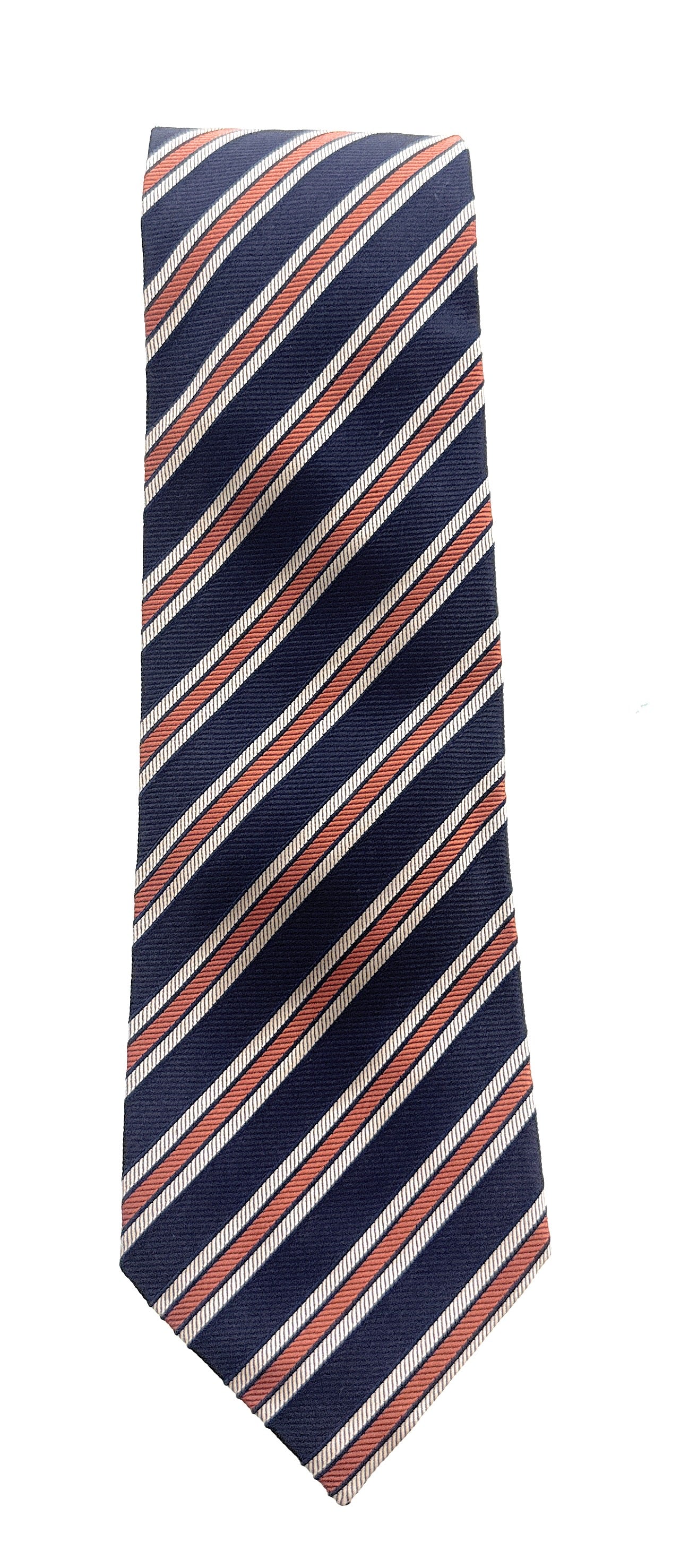 Emporio Armani Mens Blue Orange Stripe Tie – Made in Italy