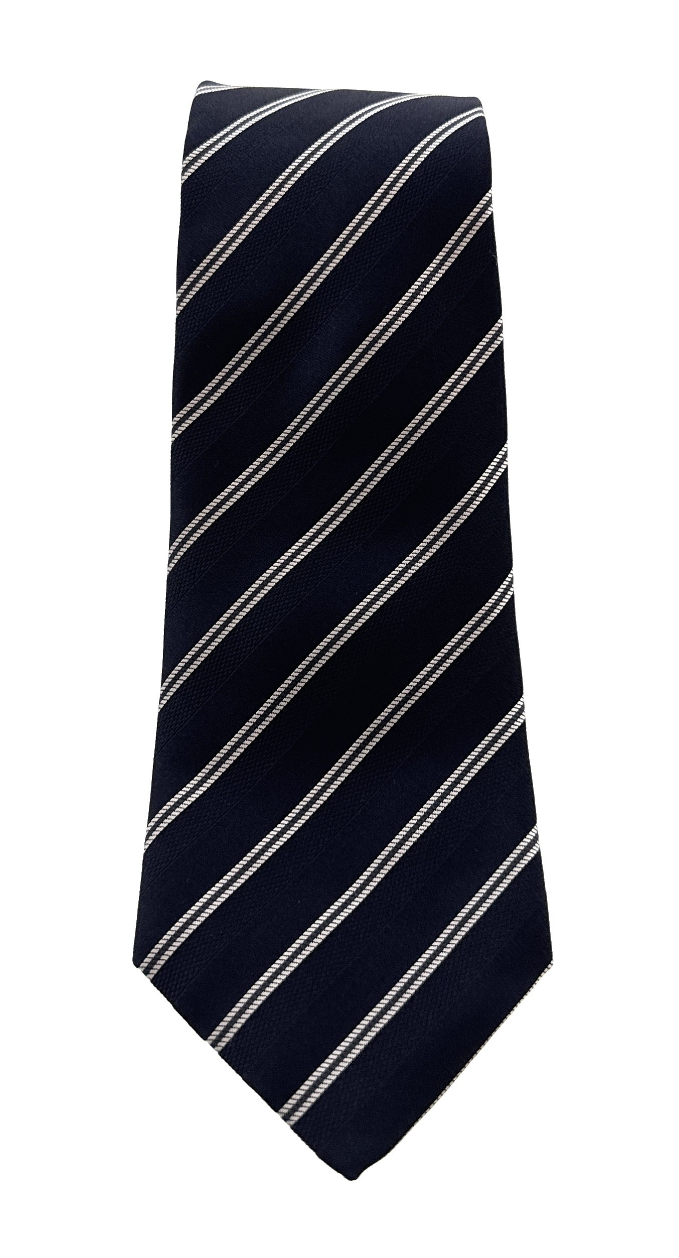 Emporio Armani Navy Blue Regimental Stripe Men's Tie, 3"