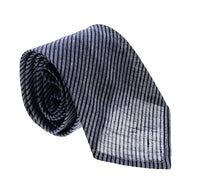 Emporio Armani Mens Ligh Blue Silver Diagonal Stripe Tie – Made in Italy