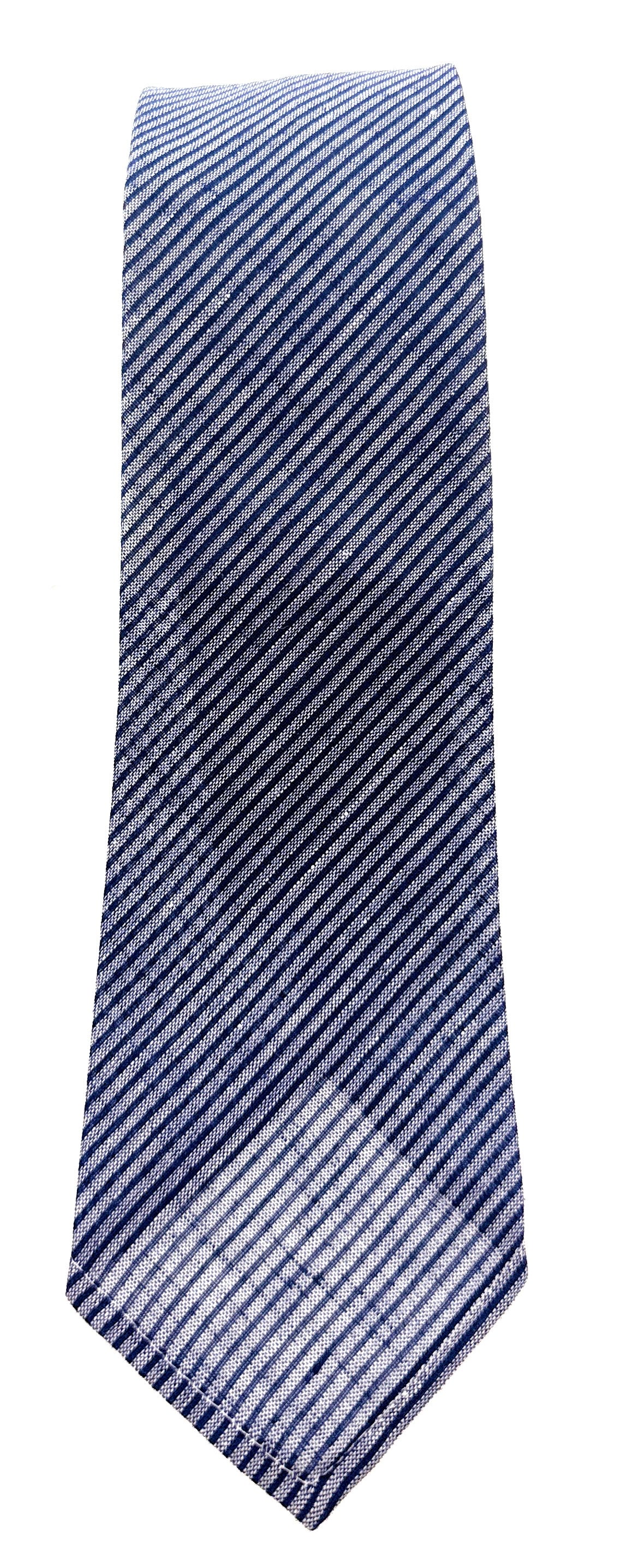 Emporio Armani Mens Ligh Blue Silver Diagonal Stripe Tie – Made in Italy